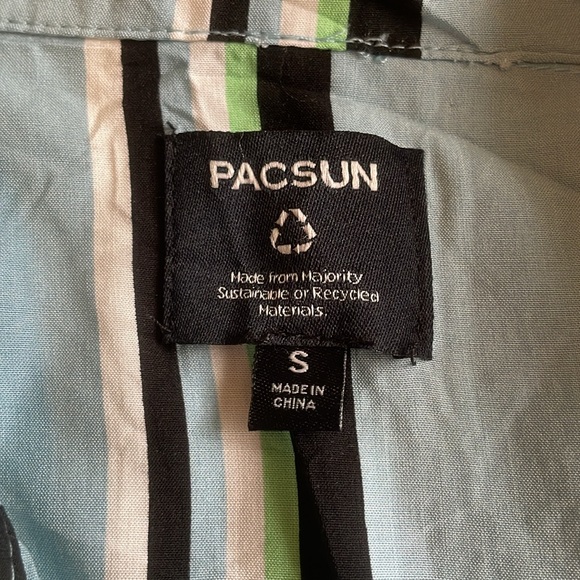 Pacsun Blue Stripe Camp Shirt - Picture 3 of 3
